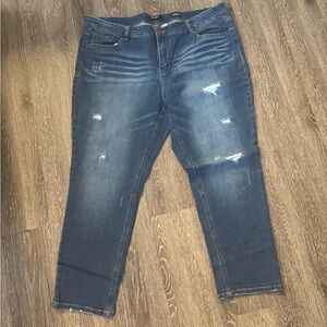 Blue Straight Leg Distressed Jeans
